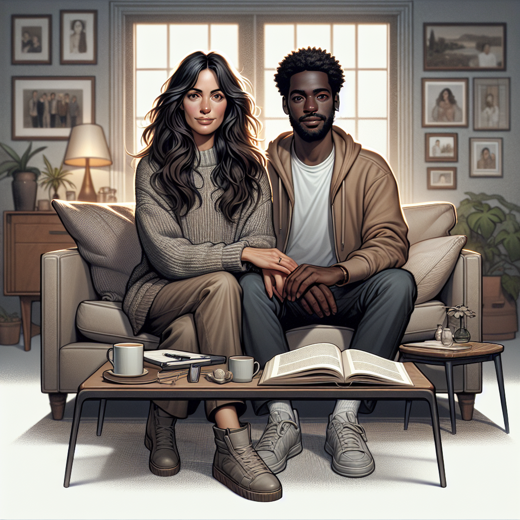 A couple in a cozy living room, symbolizing their common-law partnership.