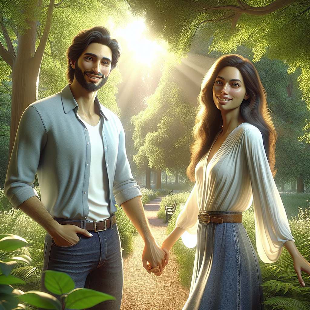 A couple standing in a park, symbolizing common-law relationships in a serene setting.