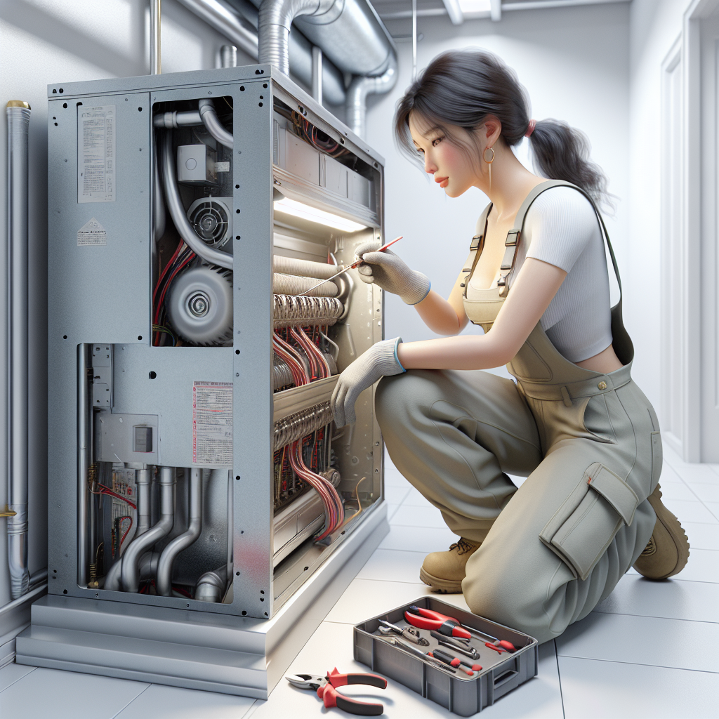 An HVAC technician conducting maintenance on a home HVAC system.