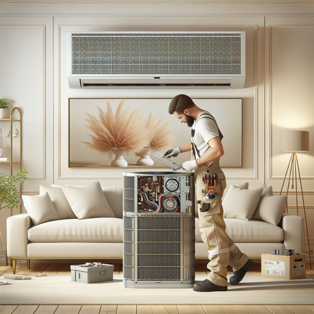 Technician installing a new HVAC unit in a residential home.