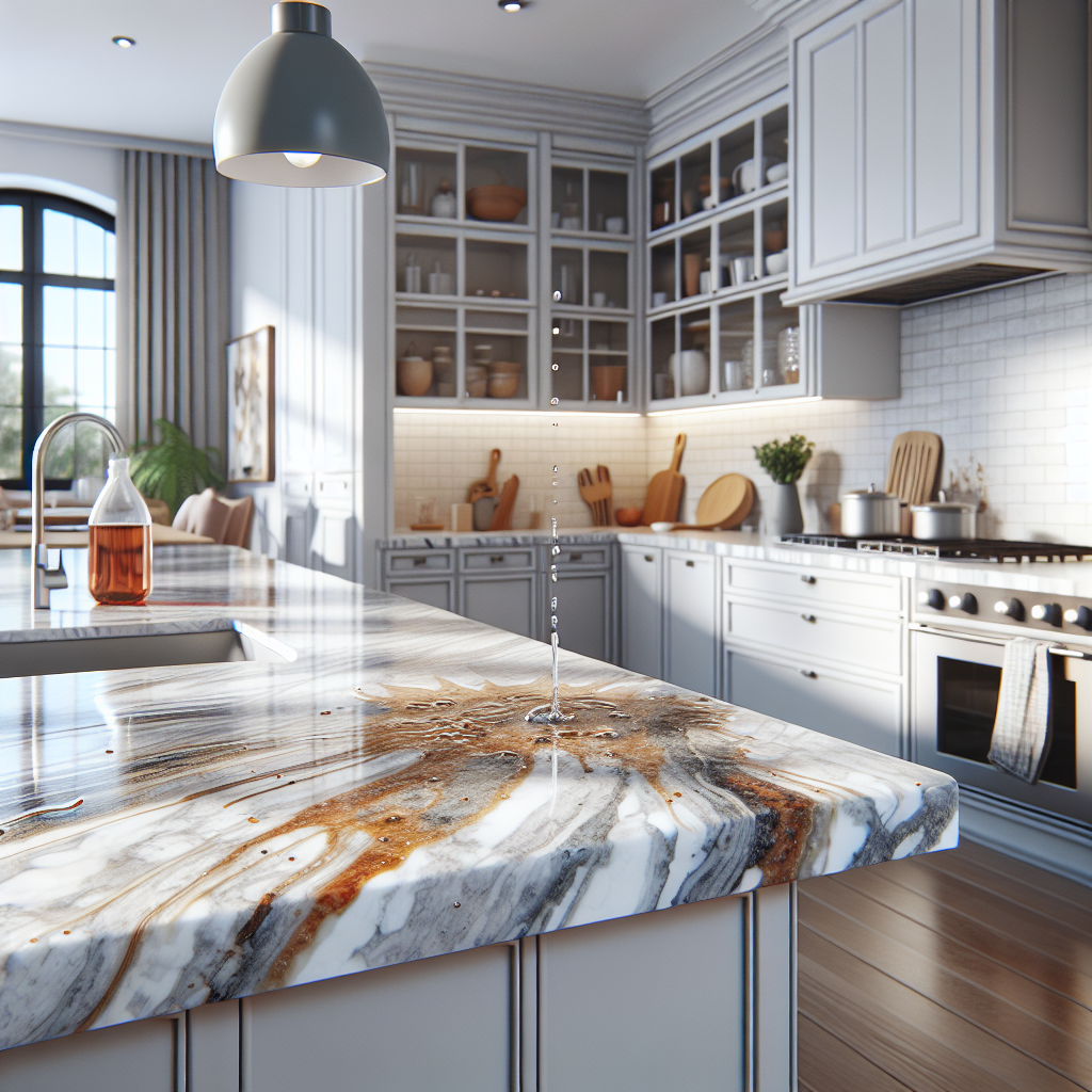 Realistic kitchen showcasing the durability, low maintenance, design flexibility, and eco-friendliness of quartz countertops.