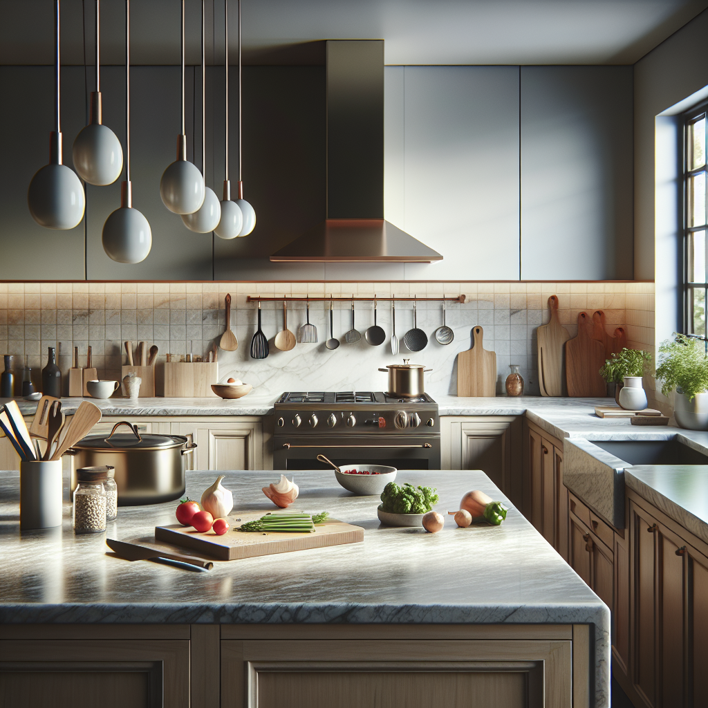 Modern kitchen with durable granite, quartz, and porcelain countertops demonstrating their resilience in everyday use.