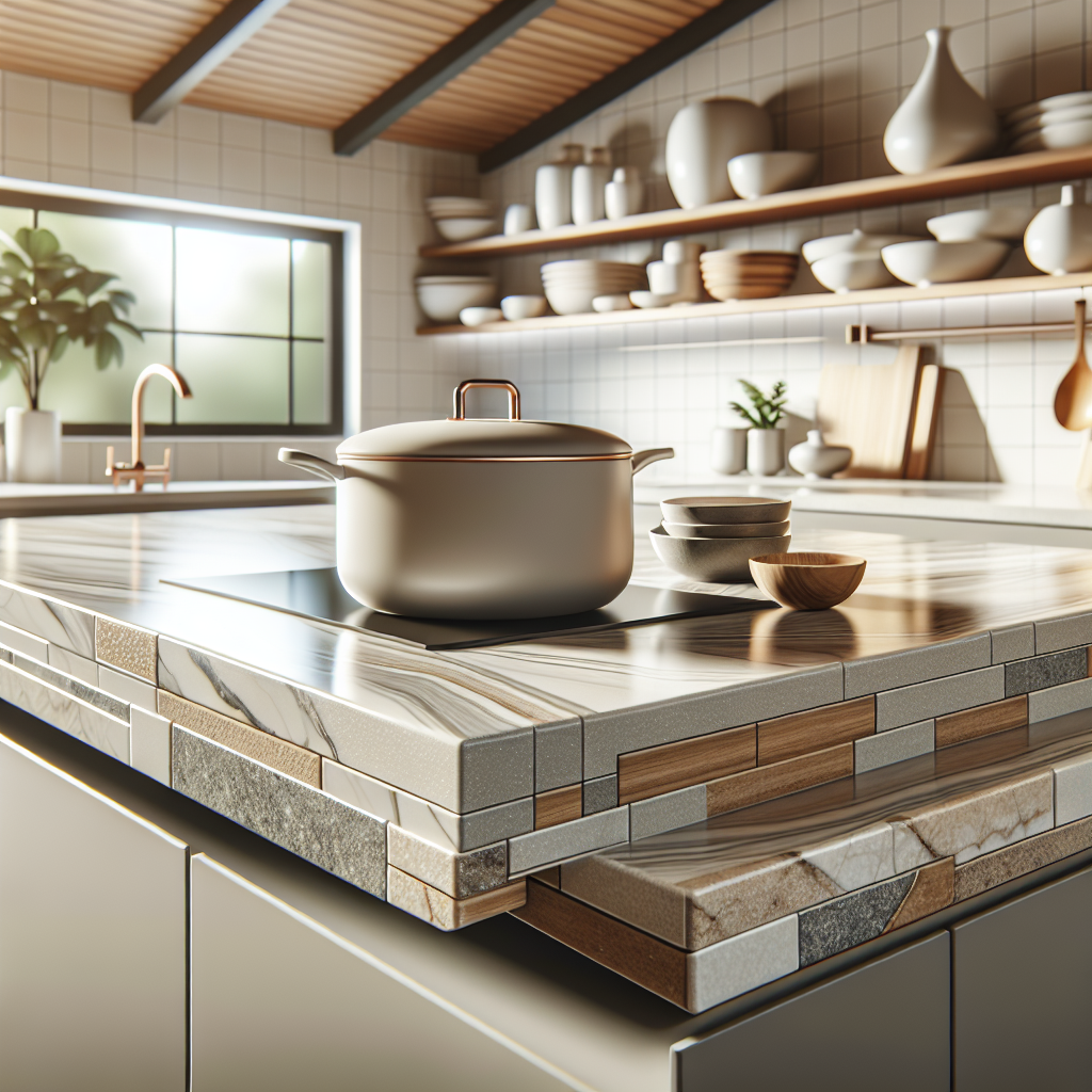 Modern kitchen with porcelain countertops showing durability and versatility.