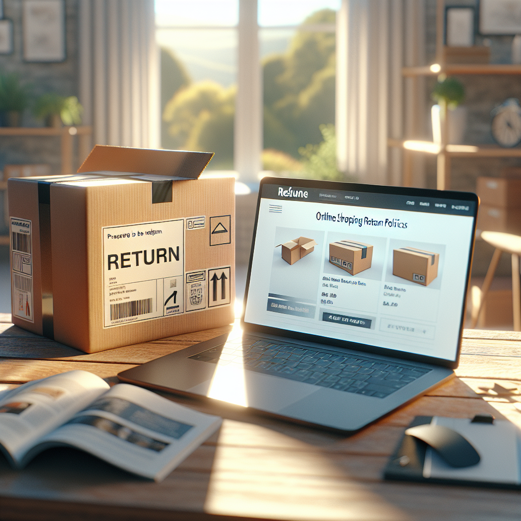 A home setting illustrating online shopping with a package ready for return.