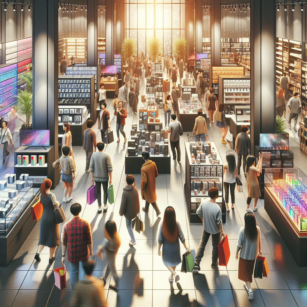 Shoppers browsing vibrant displays during HWZ Black Friday in a modern store.