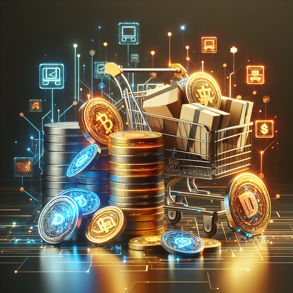 Virtual currency and a shopping cart representing online rewards.