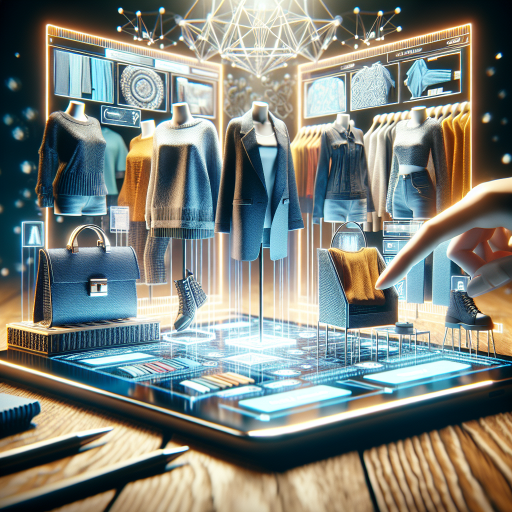 A realistic image of an e-commerce platform showcasing various clothing items, highlighting the online shopping experience in 2023.