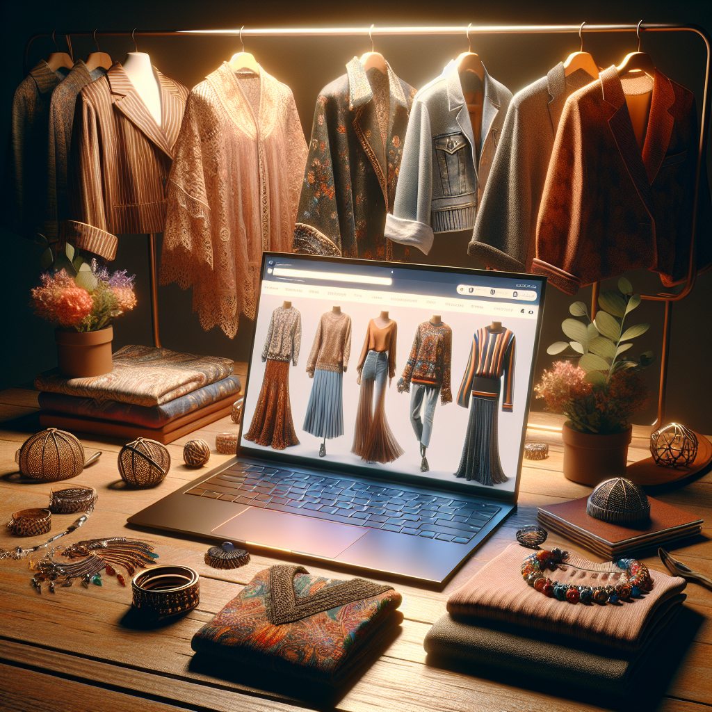 Online clothing shopping in the Philippines, showcasing fashion items on a laptop.