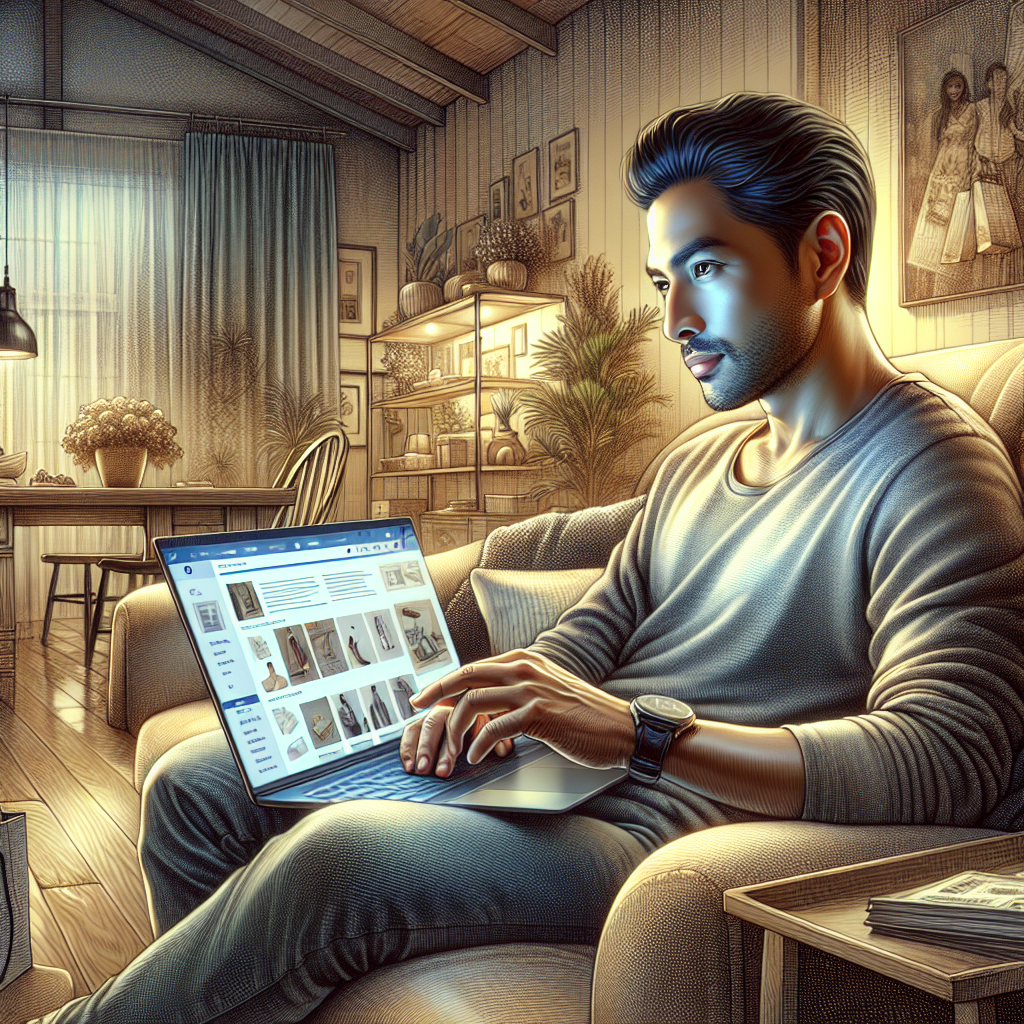 A person shopping online at home, depicting the convenience of online shopping.