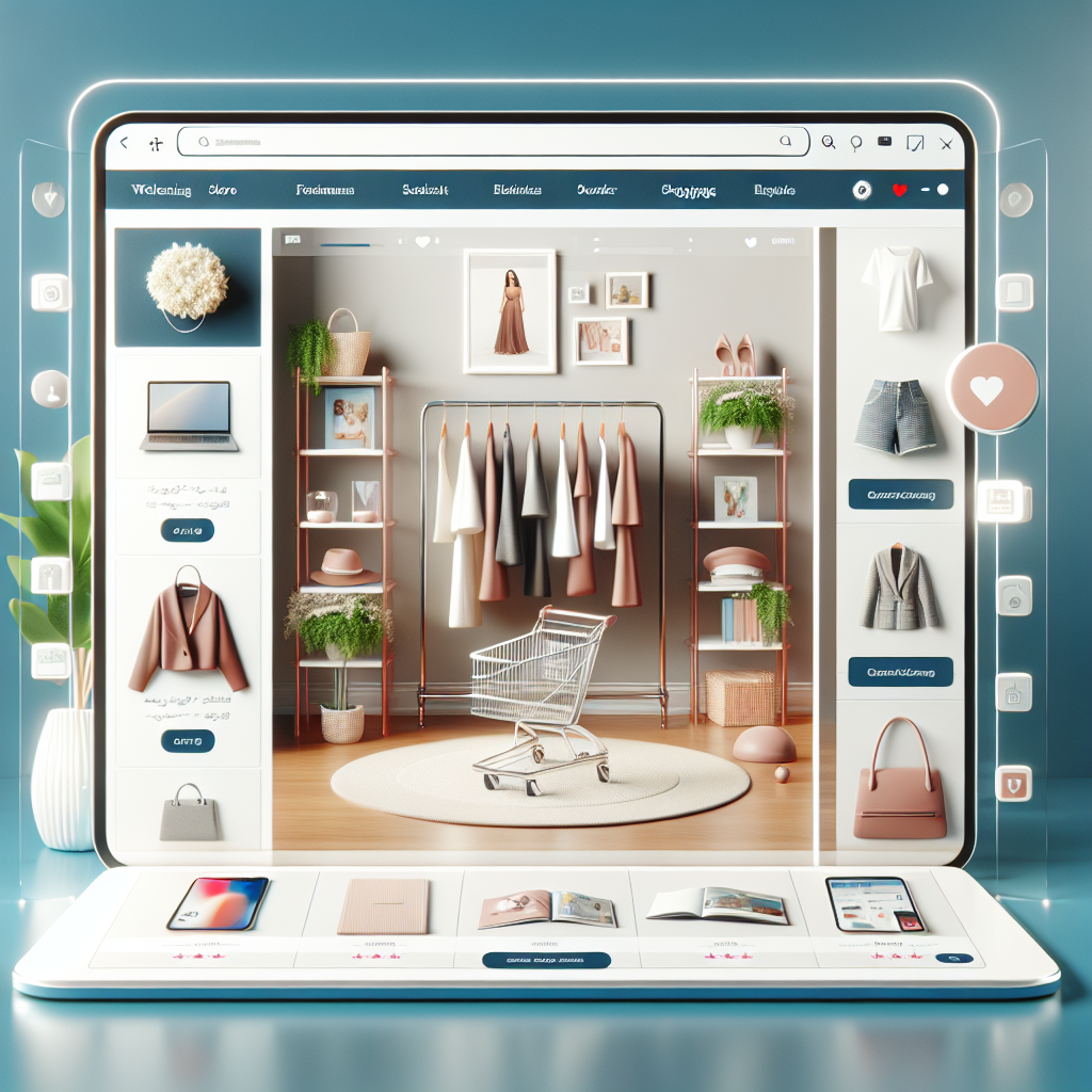 Realistic image of an inviting online store interface with various high-quality product images.