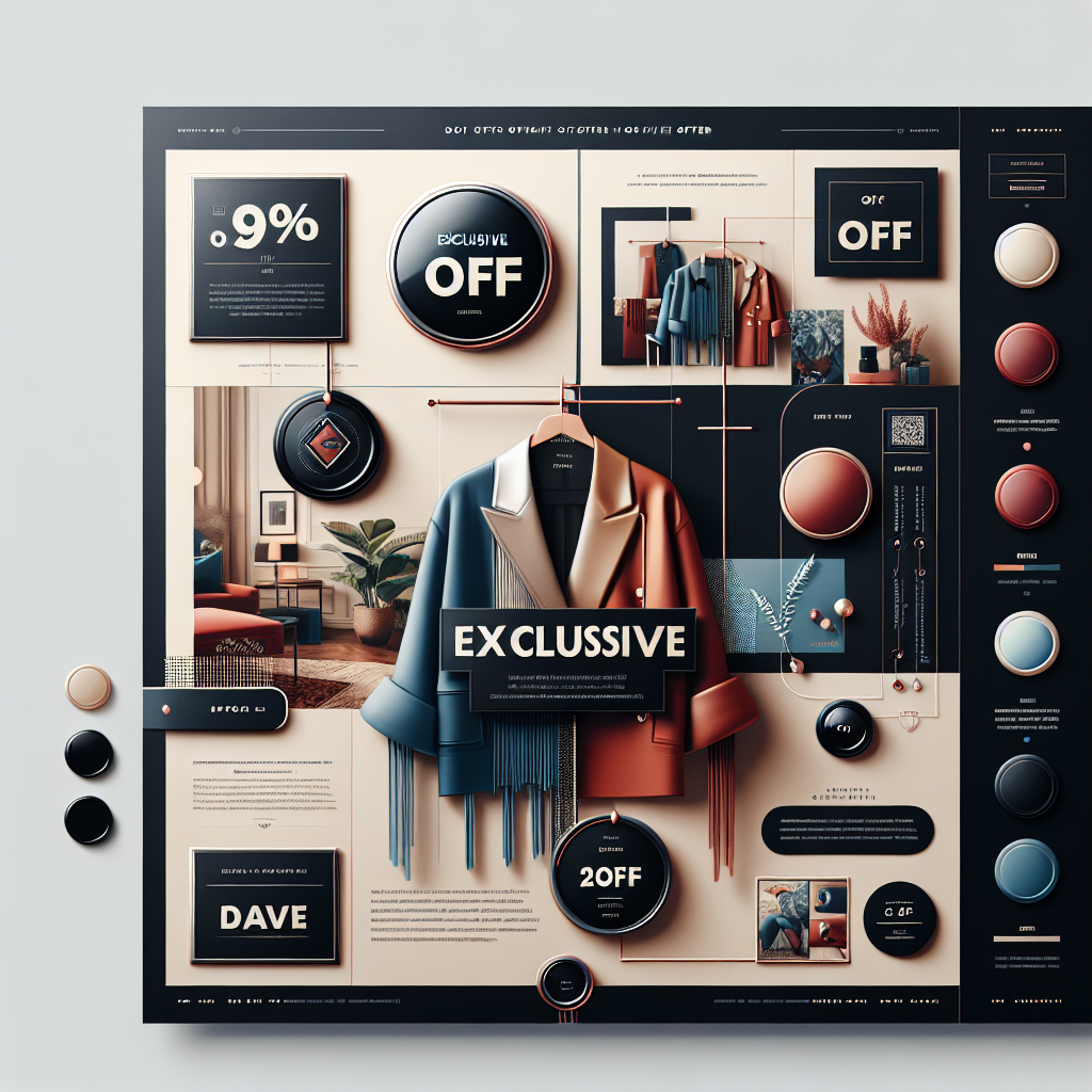 A high-quality, realistic advertisement for exclusive offers featuring product images, discount tags, and a call-to-action button.