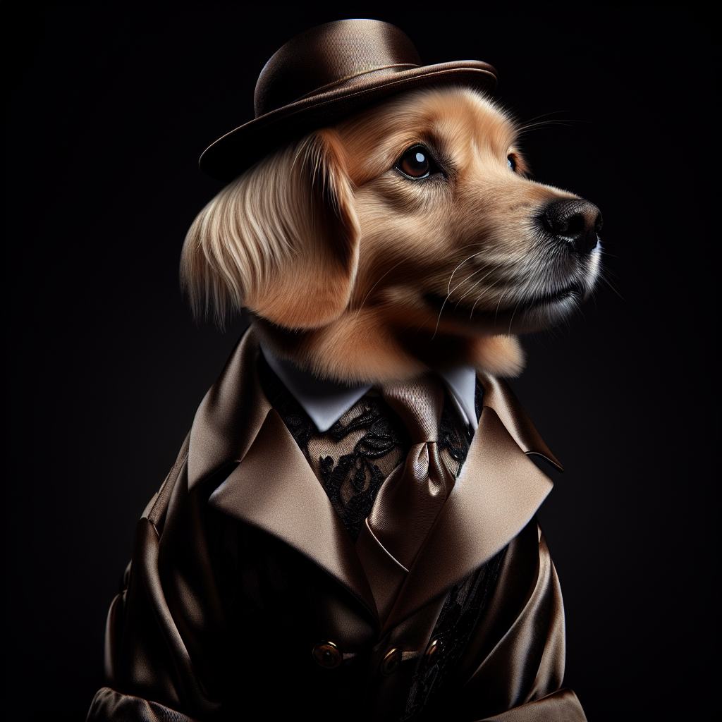 A realistic image of a stylishly dressed pet expressing high-end fashion.