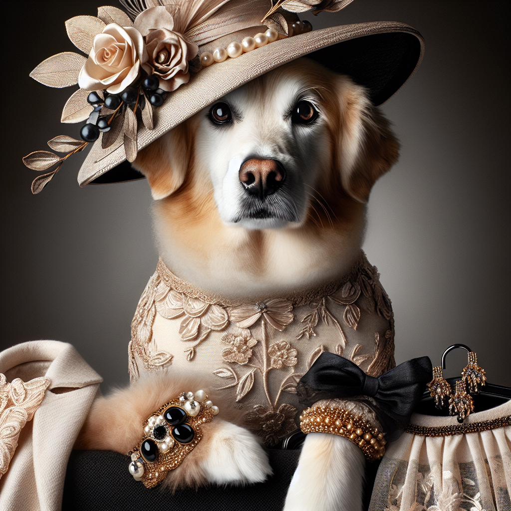 Fashionable pet with sophisticated attire in a realistic style.