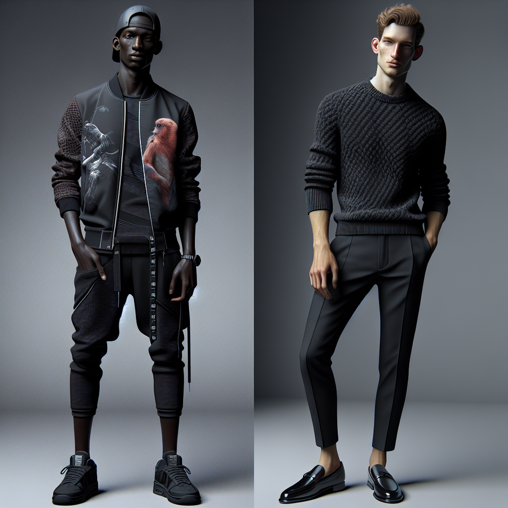 Realistic recreation of a men's fashion trend photograph from nebulaflux.shop