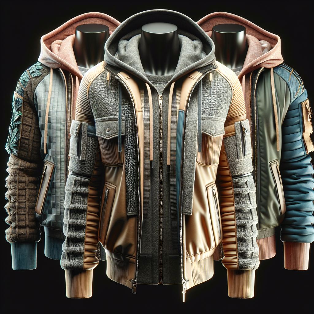 Realistic image of the latest trendy jacket collection.