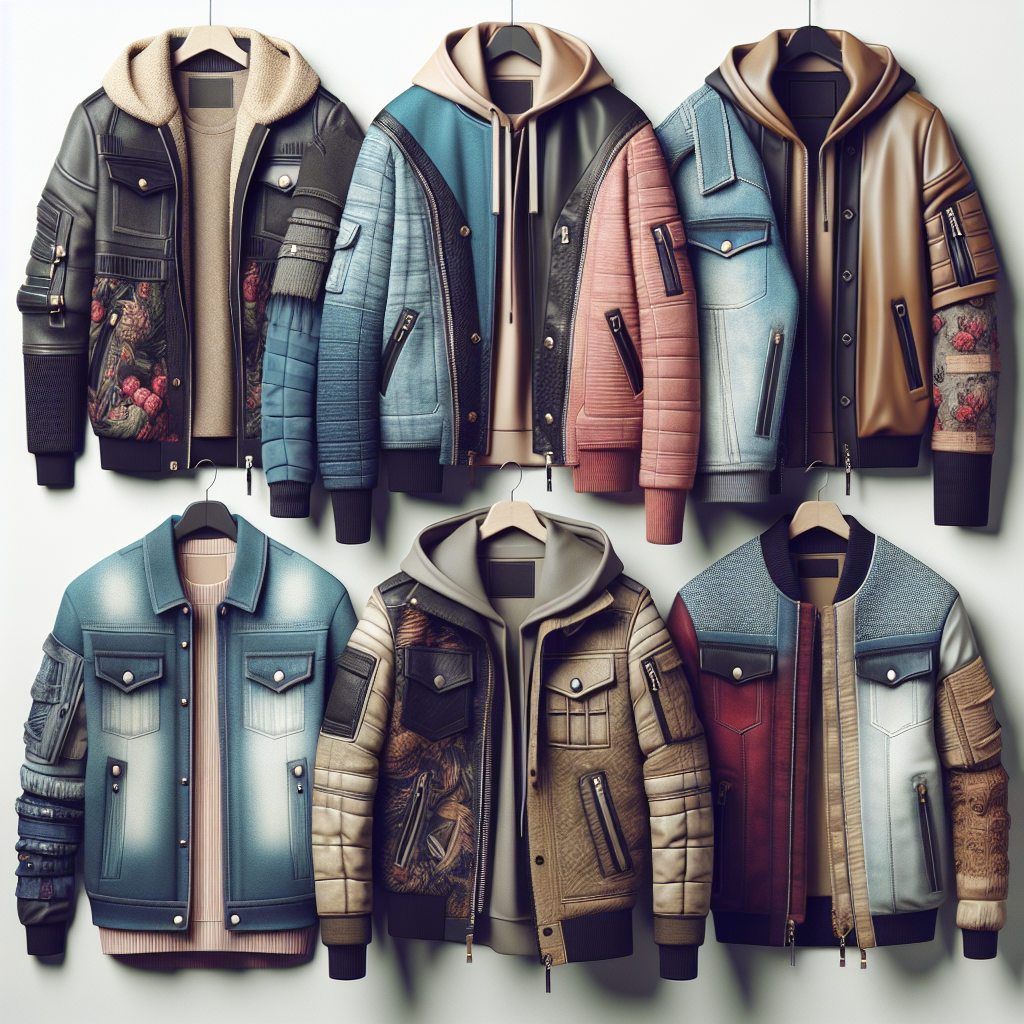 A collection of the latest trendy jackets in a realistic style.