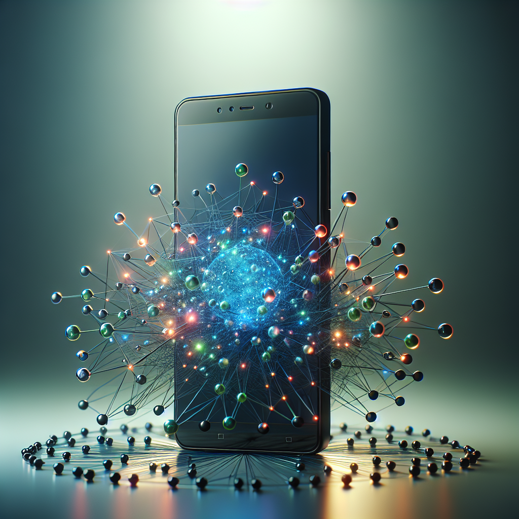 A conceptual image of a mobile phone with expanding network nodes representing the scaling of mobile applications.