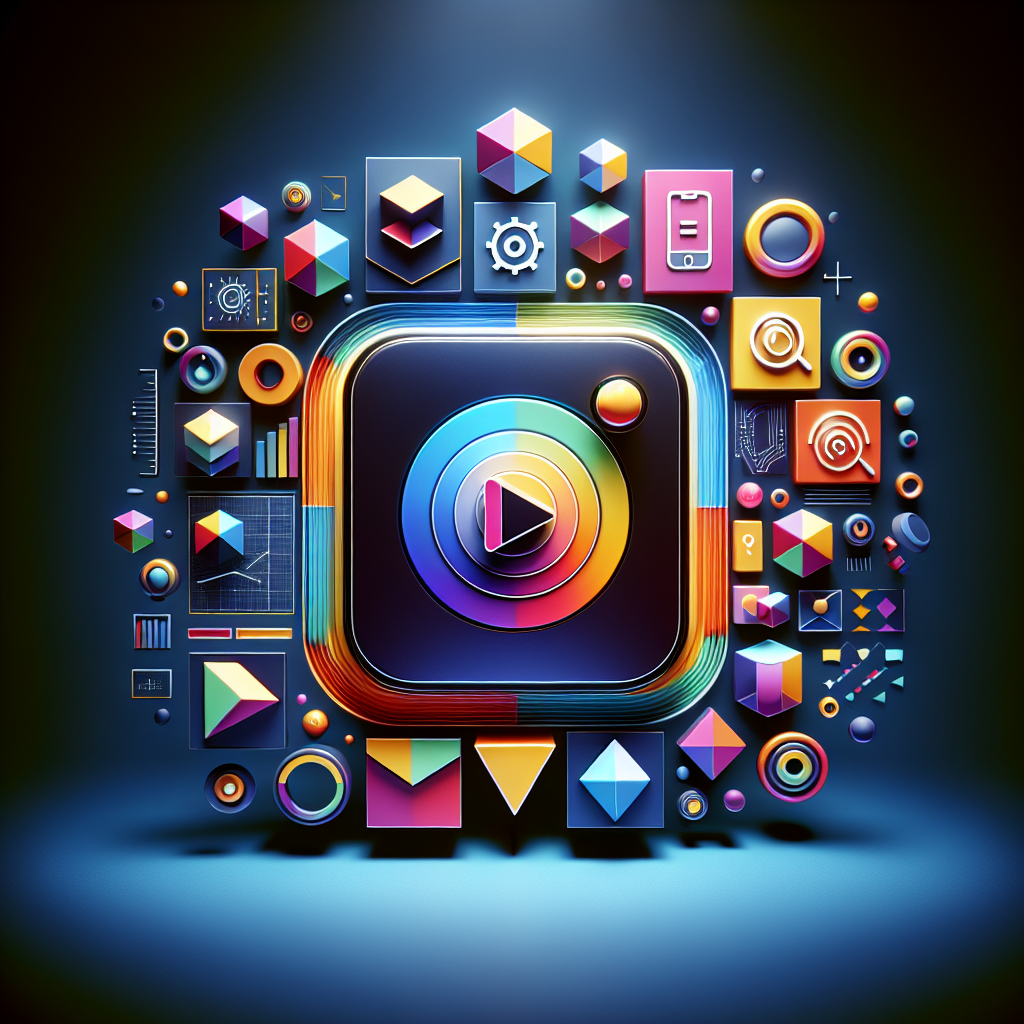 Realistic image of a mobile app icon with vibrant geometric shapes symbolizing app growth and optimization.