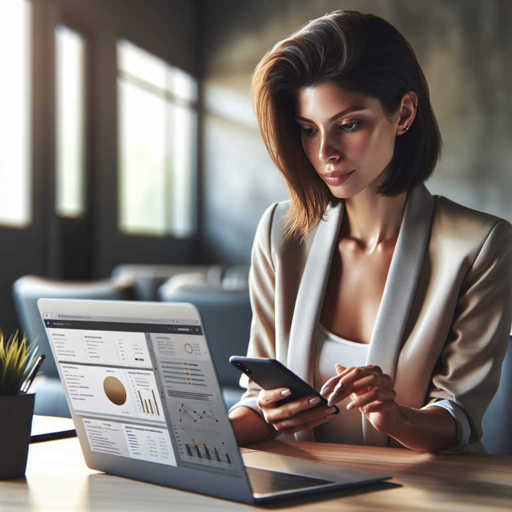 A young professional working on mobile app marketing strategies at a desk with technology devices.