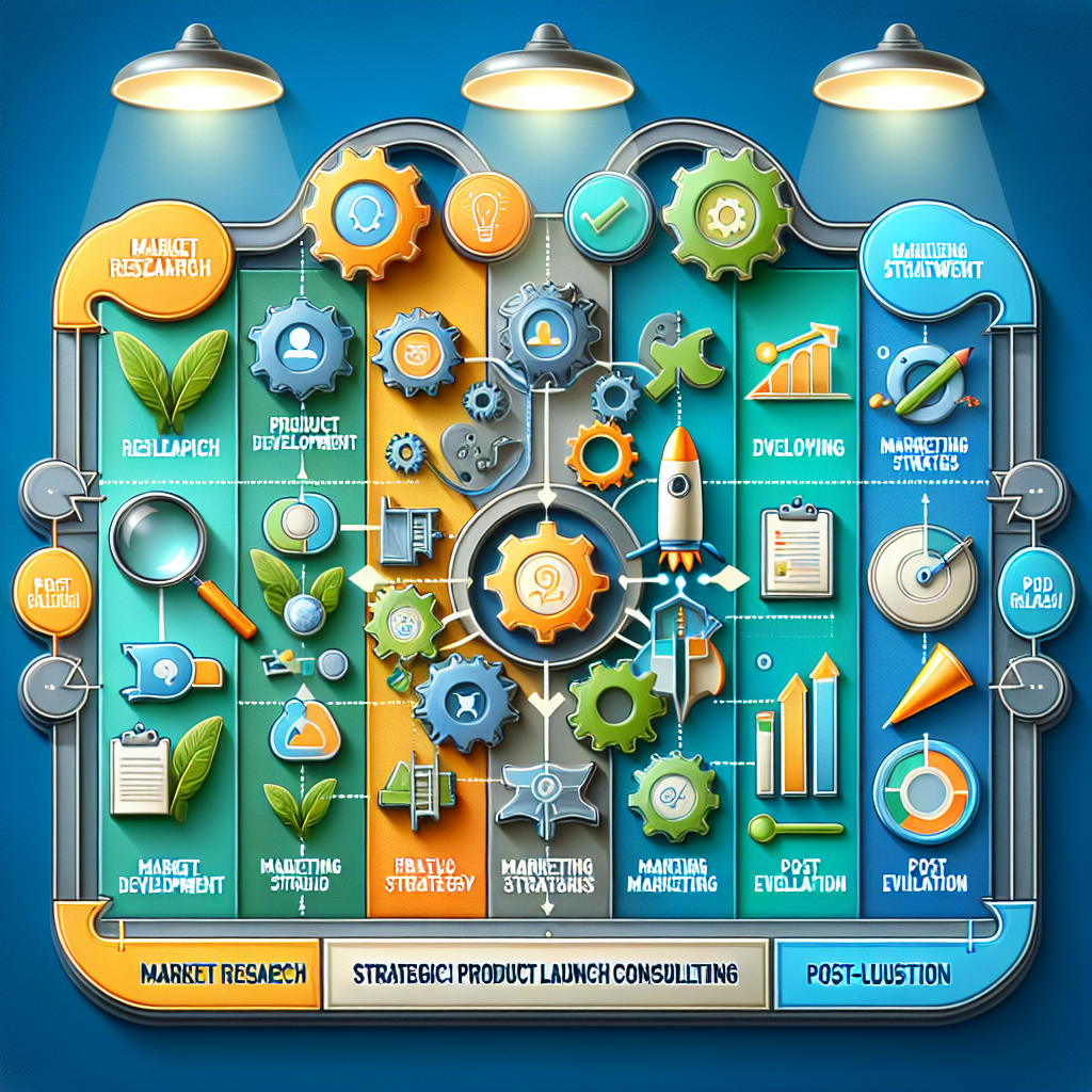 An infographic illustrating a product launch consulting framework.