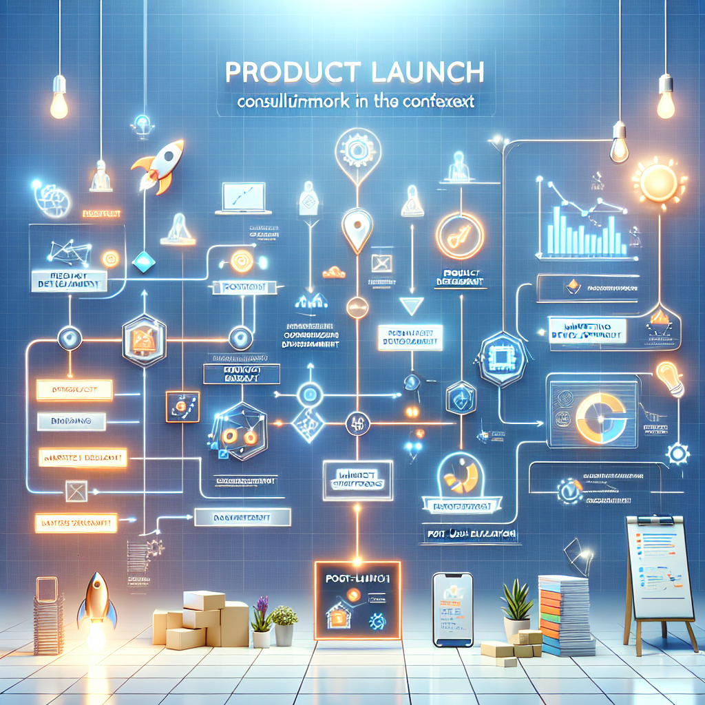 An illustration of a roadmap for a product launch consulting framework in mobile app development.