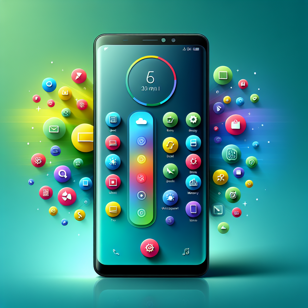 A smartphone surrounded by colorful app icons representing app optimization.