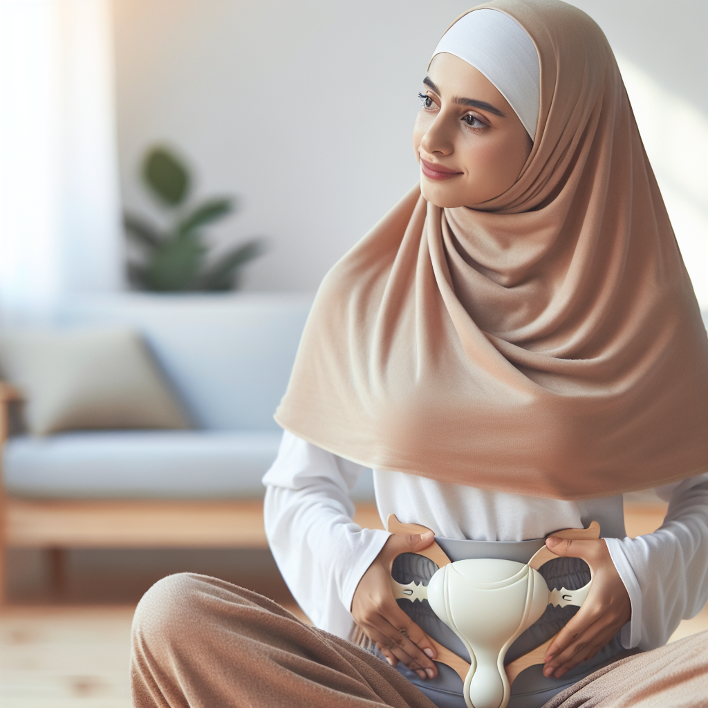 A woman using pelvic floor exercisers in a bright and clean setting.