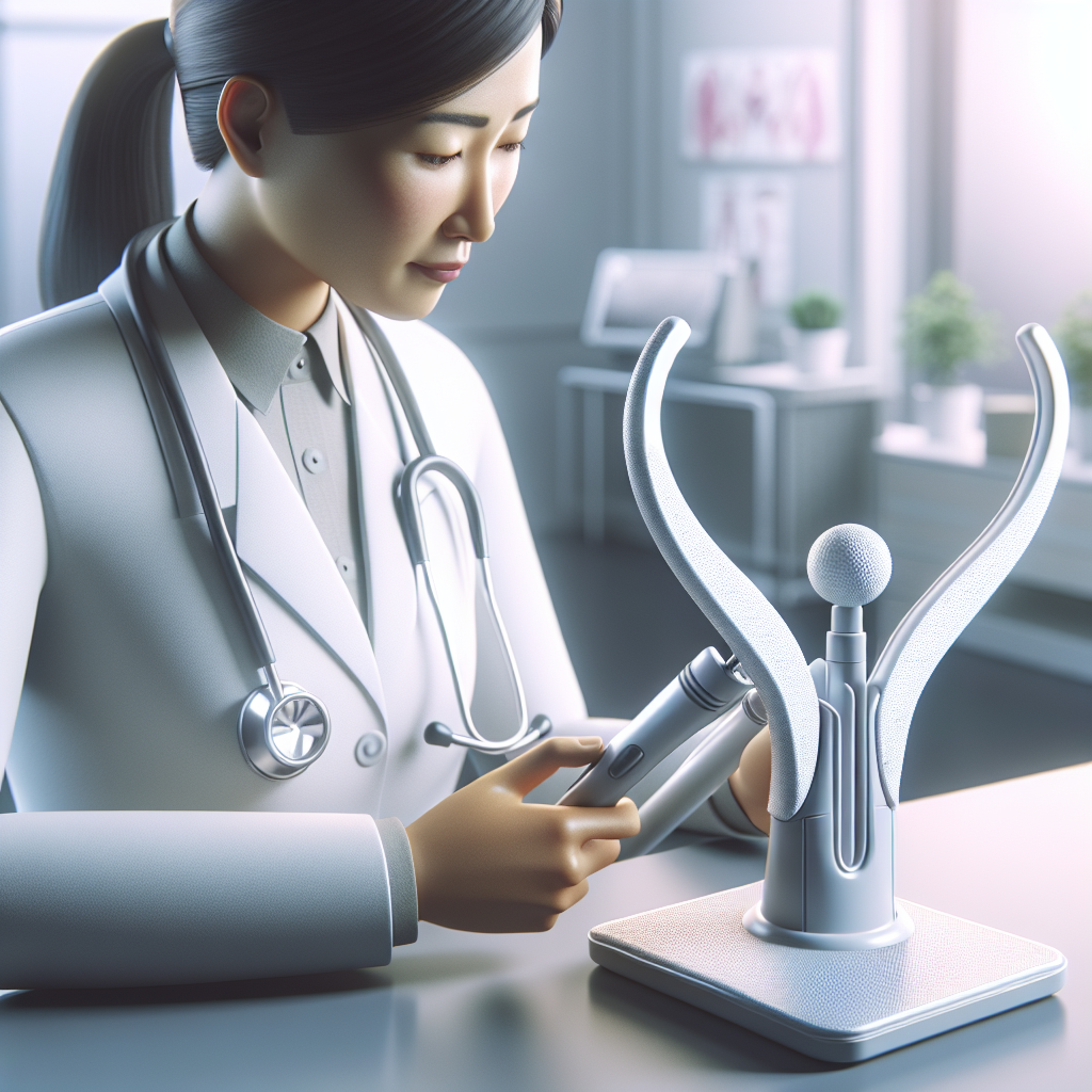 A woman using a pelvic floor exerciser in a realistic setting.