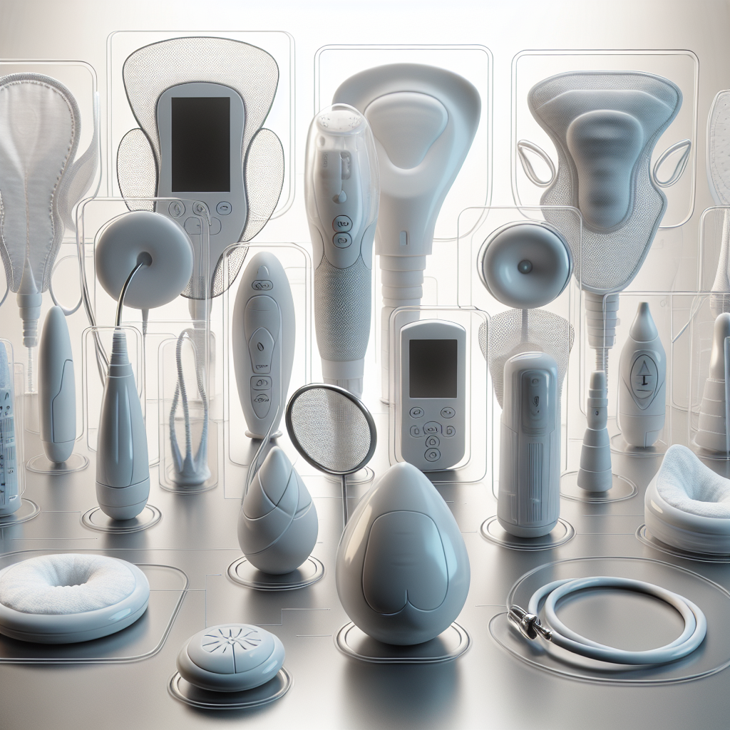 Modern bladder control devices on a clean, clinical background.