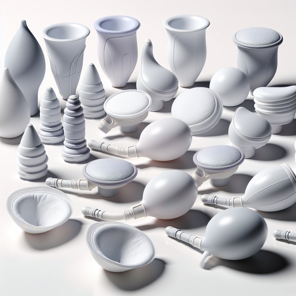 A realistic depiction of bladder control devices on a white surface.