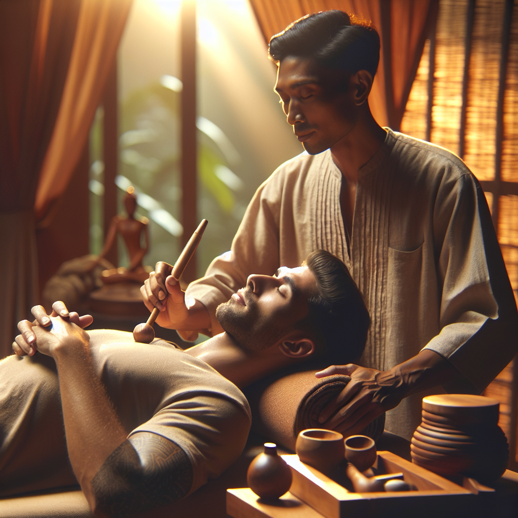 A professional wood therapy session in a serene spa environment.