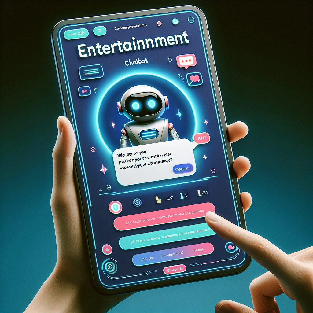 A realistic image of an entertainment chatbot interface inspired by the provided URL.