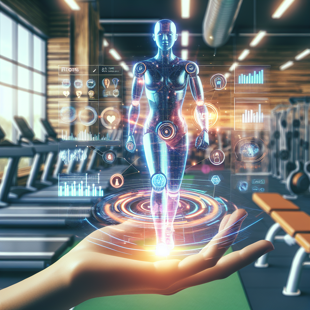 Realistic image of a modern AI chatbot interface in a gym setting, focusing on fitness and exercise.