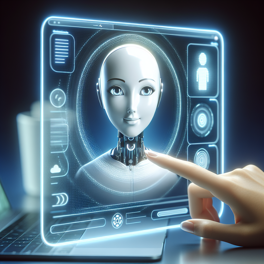 An AI chatbot with a humanoid face on a futuristic digital interface.