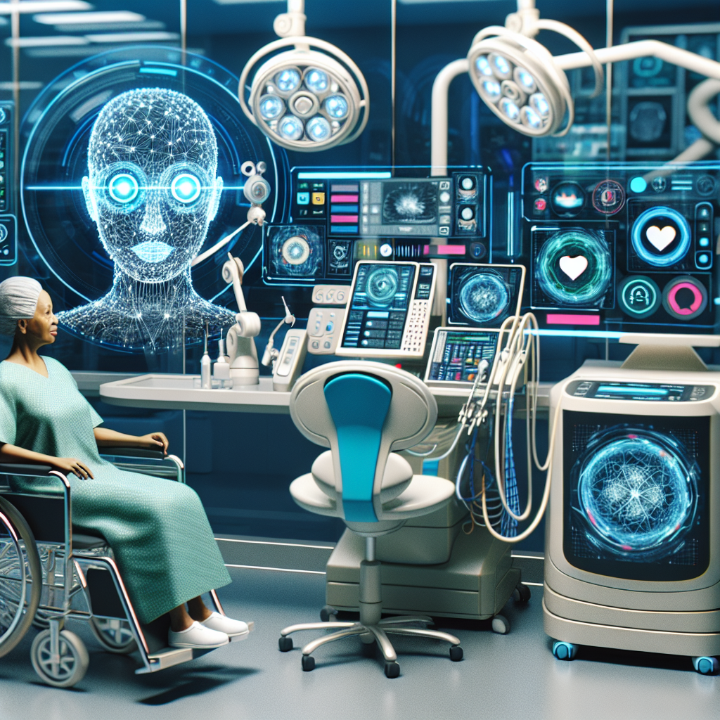 An artistic representation of a healthcare AI chatbot based on the description provided in the URL.