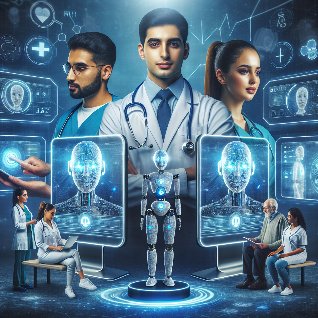 AI chatbots assisting healthcare professionals in a medical setting.