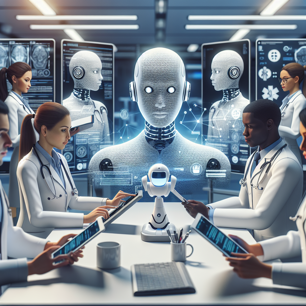 Physicians using AI chatbots in a professional clinical setting.