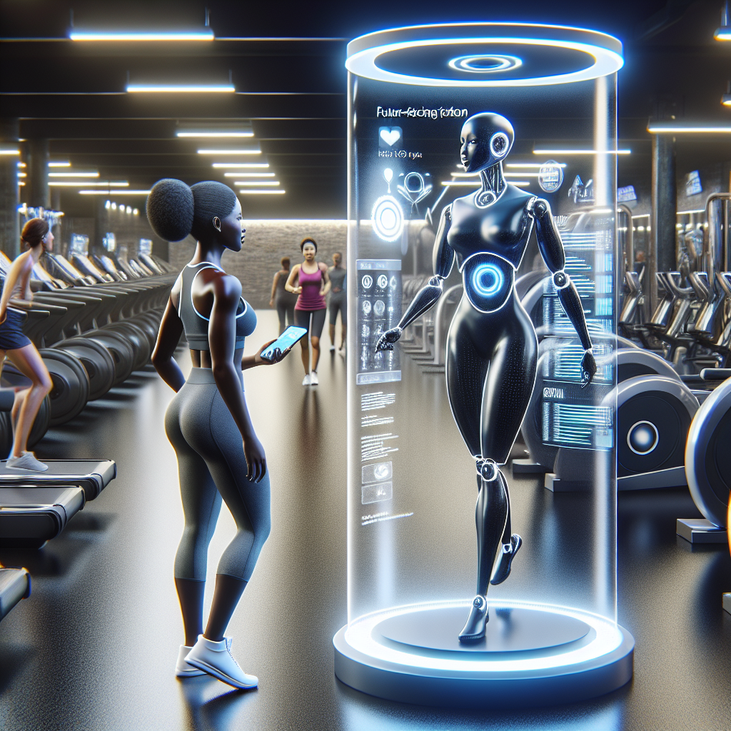 AI chatbot assisting user in a gym with fitness exercises.