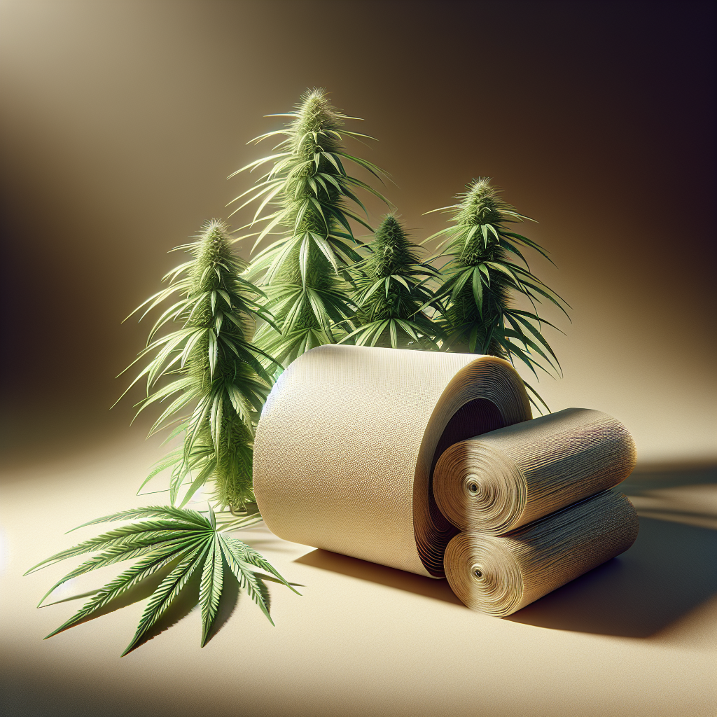 Hemp paper and hemp stalks, highlighting eco-friendly and sustainable attributes.