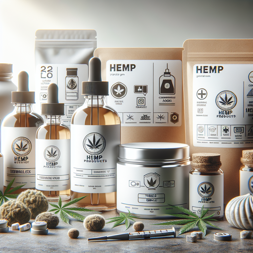 Realistic image of hemp products with professionally designed white labels.