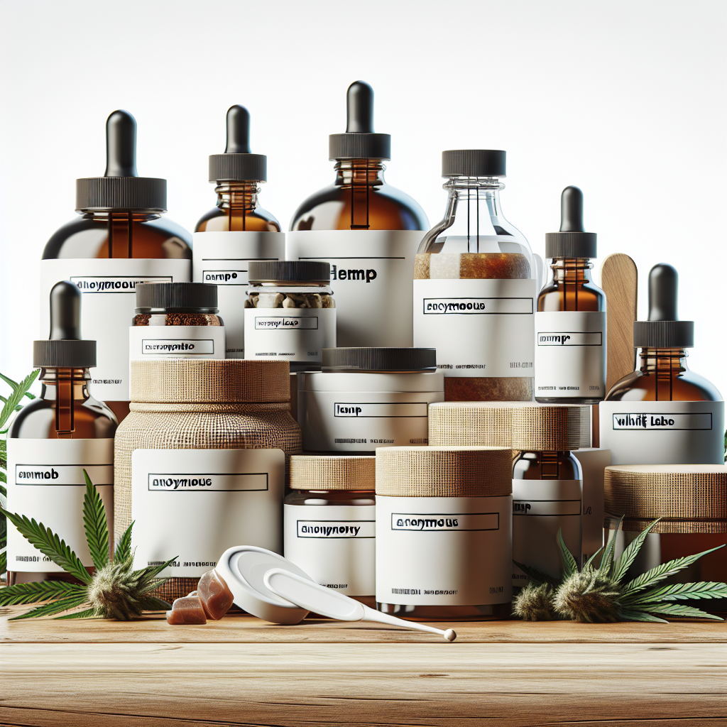 Realistic image of various white-labeled hemp products.