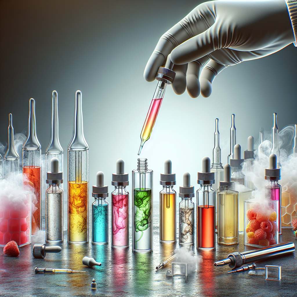 A realistic image showing the blending process of custom vape flavors.