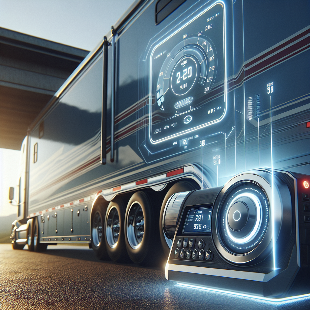 A close-up of a tire pressure monitoring system for a 5th wheel trailer.