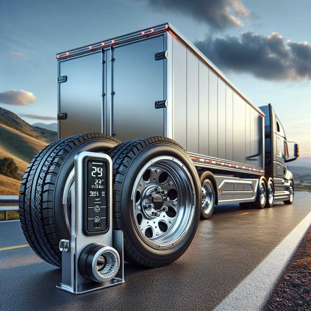 A trailer with a tire pressure monitoring system on a scenic highway.