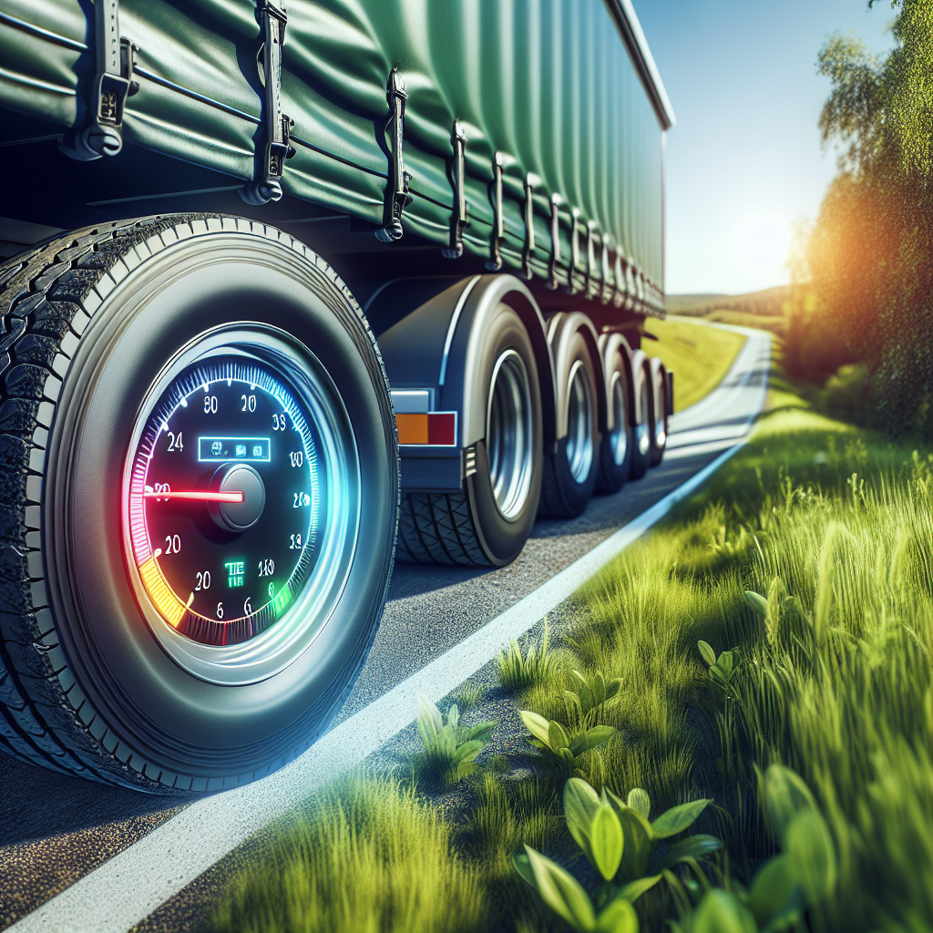 A tire pressure monitoring system displayed on a trailer in an outdoor setting.