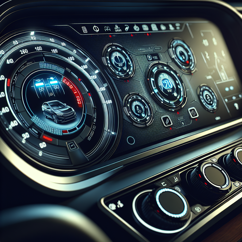 A modern vehicle dashboard displaying a Tire Pressure Monitoring System interface.