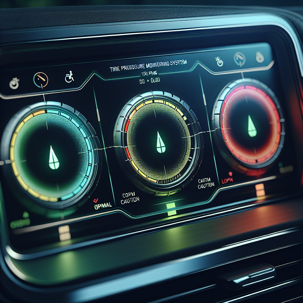 A tire pressure monitoring system dashboard display in a modern car.