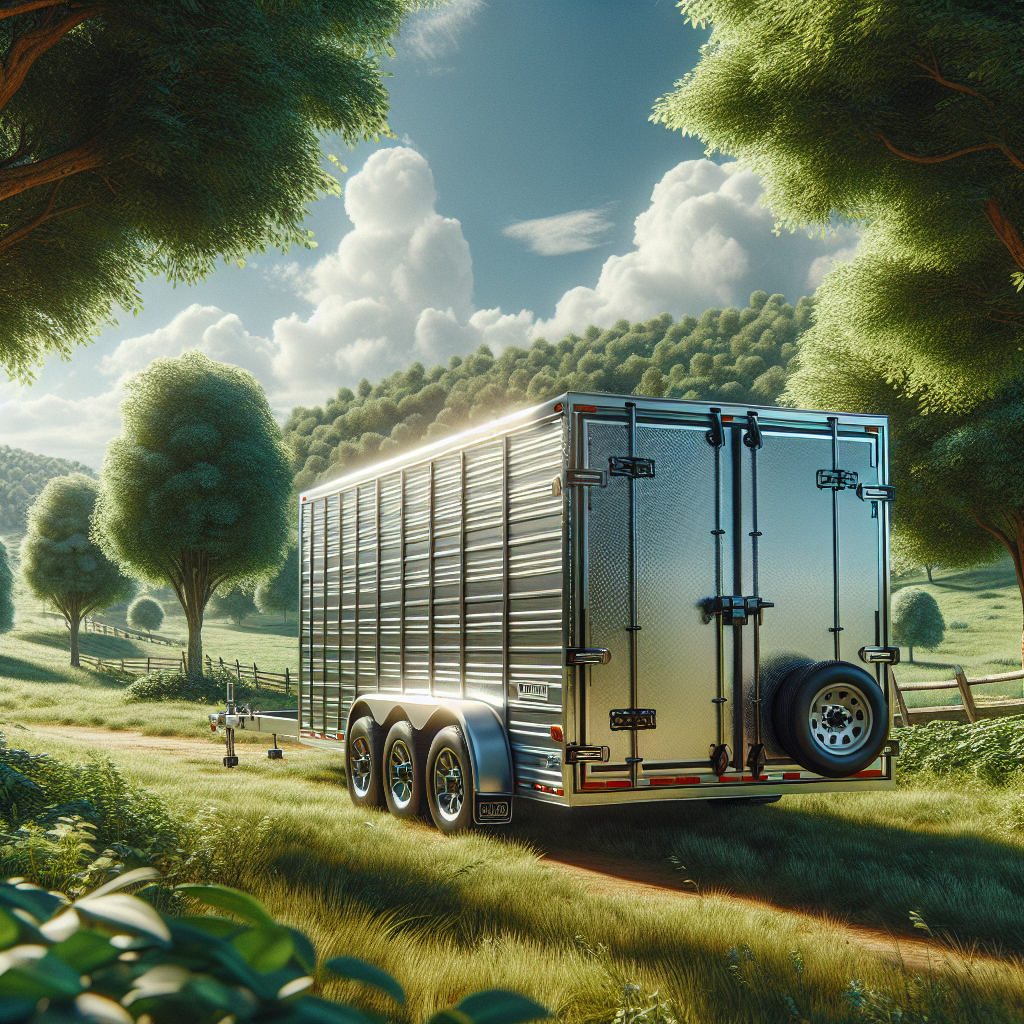 A trailer secured in a peaceful landscape, showcasing security features with no text.