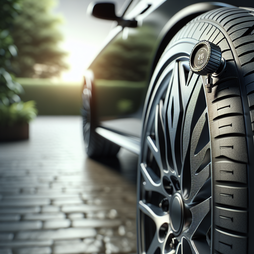 A close-up image of a tire with a TPMS sensor attached, emphasizing the importance of tire maintenance.