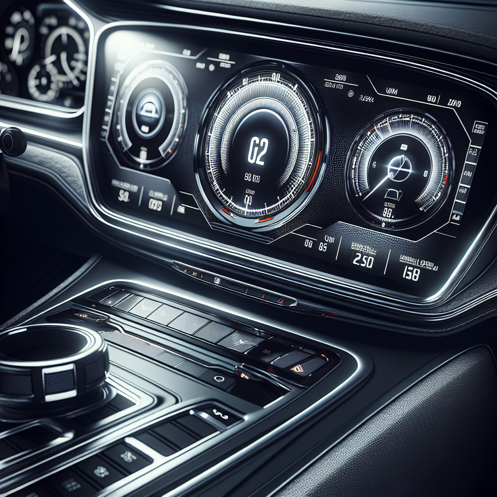 A modern car dashboard displaying tire pressure monitoring system.